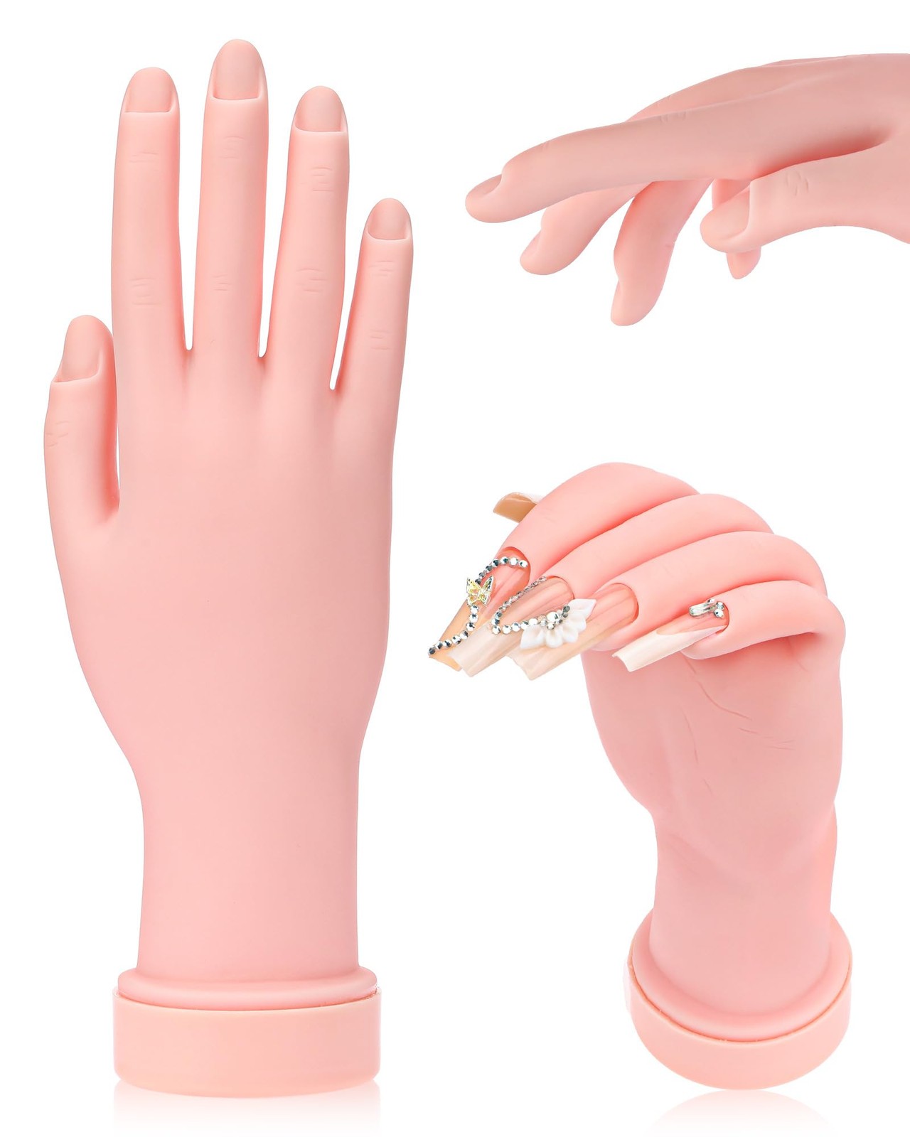Practice Hand for Acrylic Nails Soft Touch Mannequin 8.99 x 3.07in, Pink