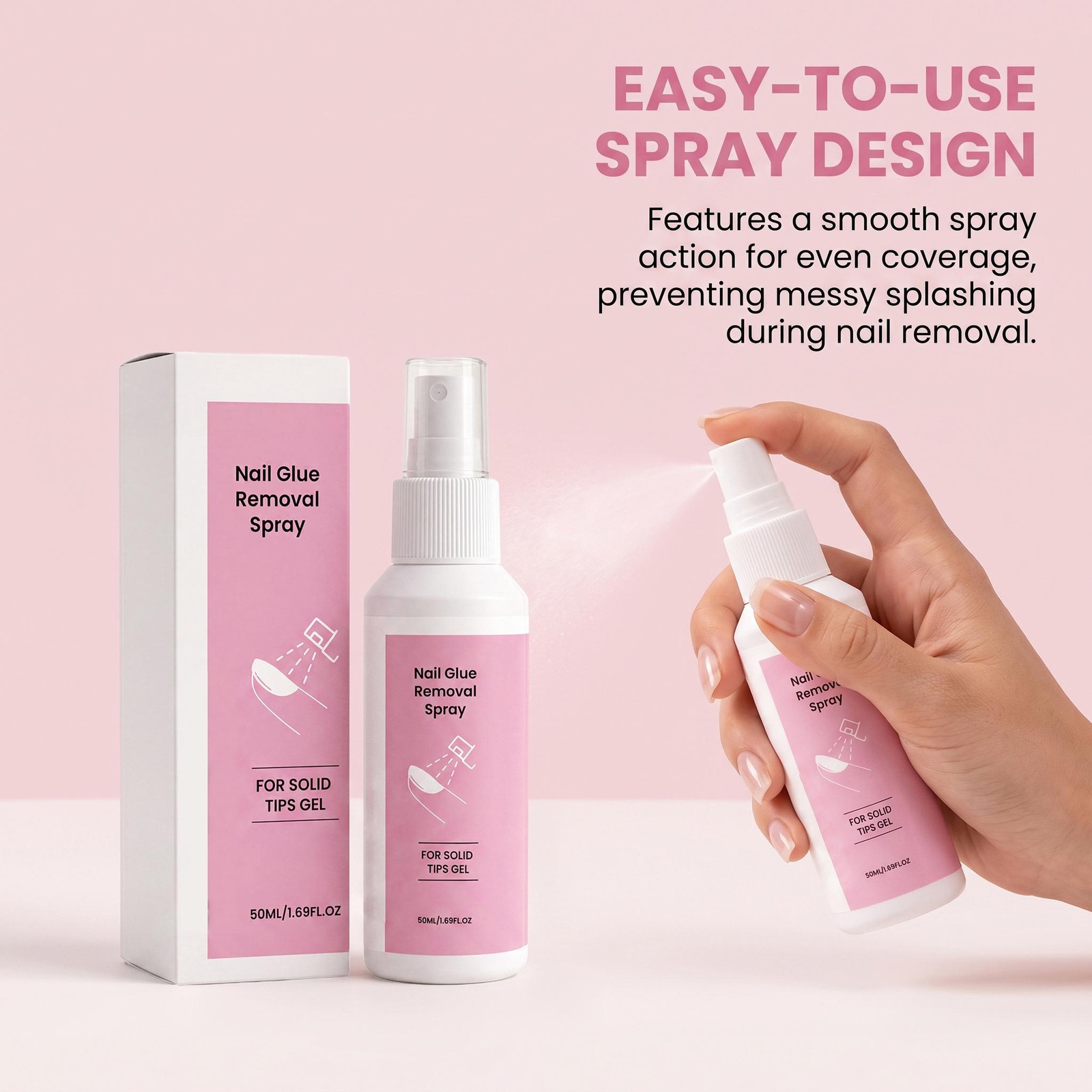 50ml Press On Nail Glue Removal Spray Instant Peel No Damage Manicure Tool