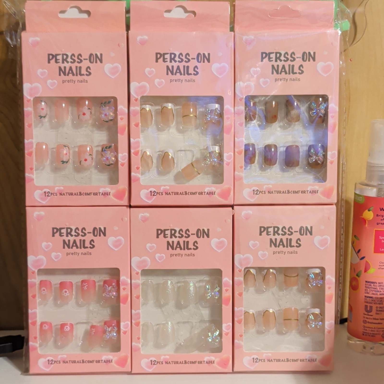 Butterfly Pre-Designed Multicolor Glitter Press-On Nails 12PCS Medium Square