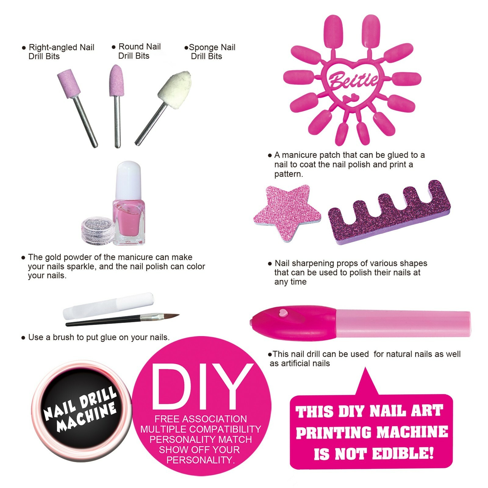 Nail Art Kit kids DIY Girls nail printing NEW polish and colorful NEW