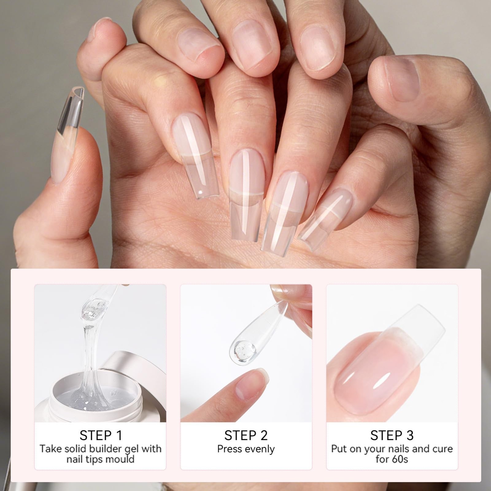 3D Sculpting Builder Gel for Nails – Clear & White Hard Gel for Nail Art, Extens