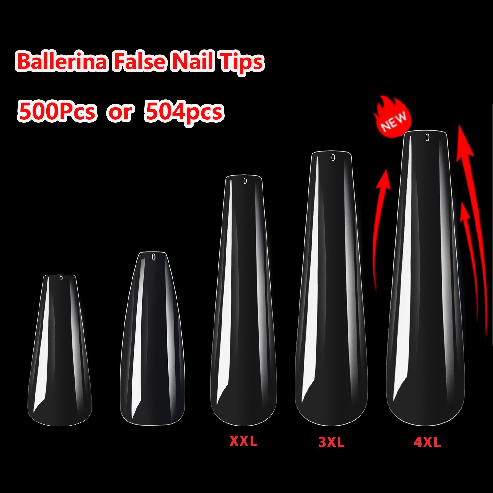 Medium~XXL~4XL Sizes Ballerina False Nail Tips Full Cover Long Artificial Nails