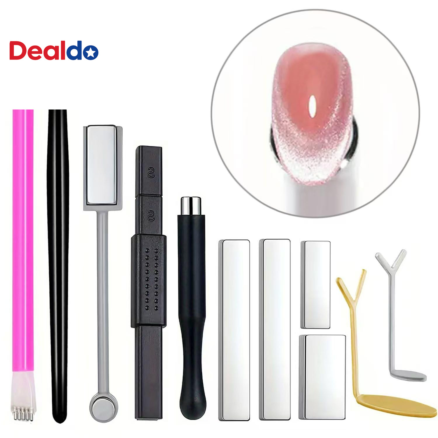 11PCS Cat Eye Nail Magnet Tool Set – Double-Head Magnet Sticks , Heart Shaped Ma