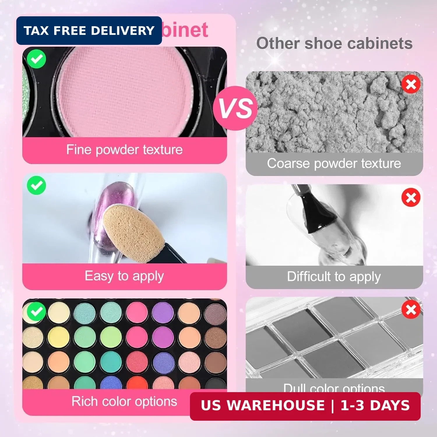 40 Colors Nail Pigment Powder Palette, Ombre Color Pigment Powder for Nails, Pro