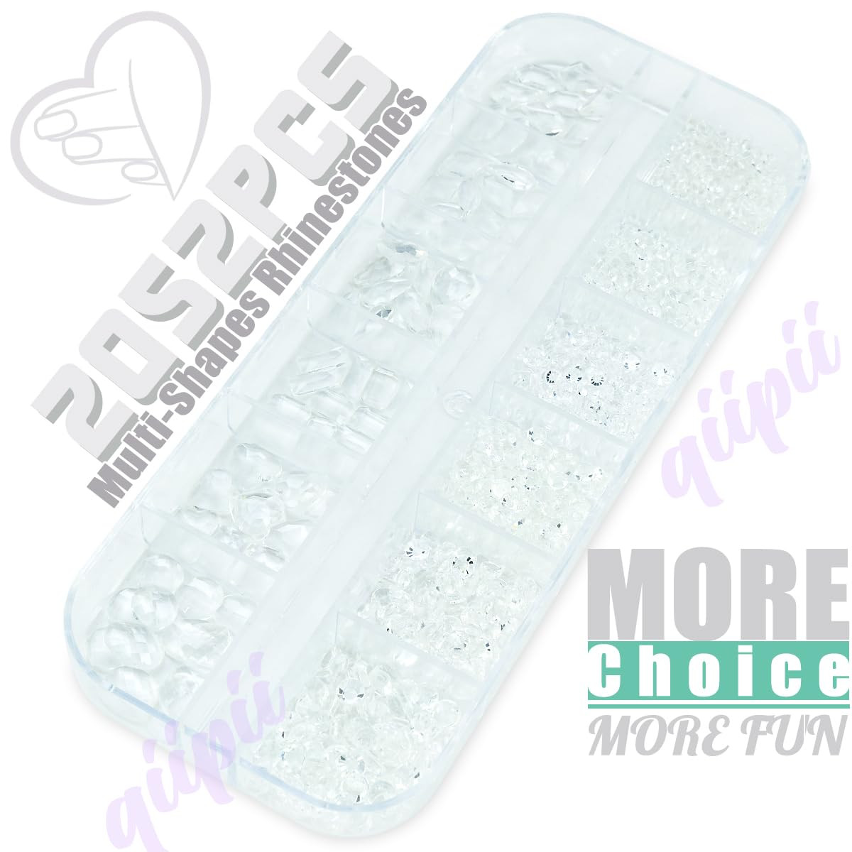 2052Pcs Transparent Clear Nail Rhinestones K9 Glass Rhinestones for Nails 72 Mul