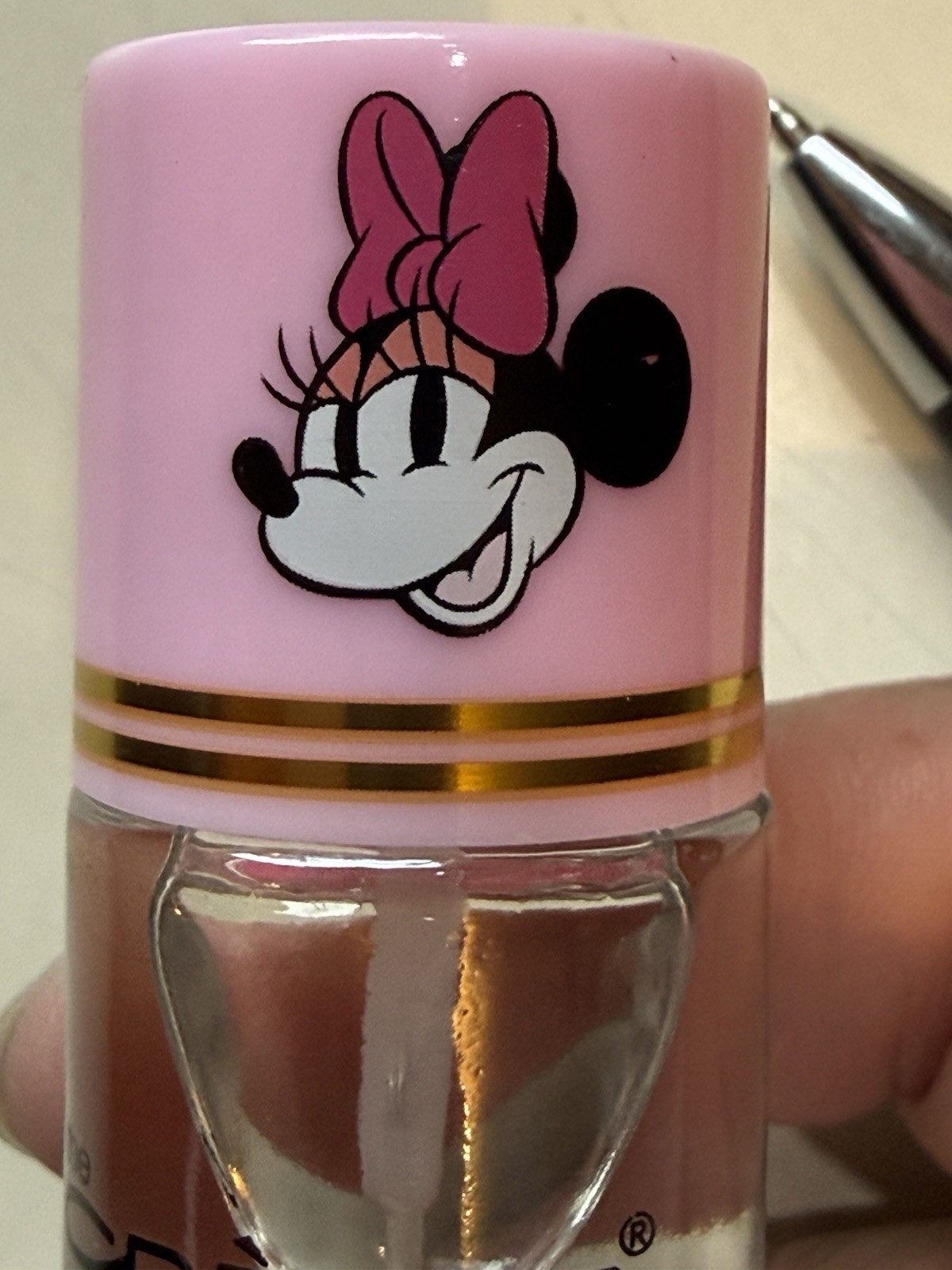 The Crème Shop Minnie Mouse Nail Polish Clear 0.21 Oz Logo Bottle Clear Pink