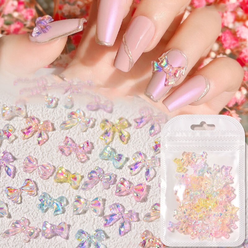 3D Bow Butterfly Nail Art Stickers Charms Decorations Cute Mixed Style Manicure