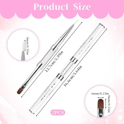 2 Pcs Double Ended French Tip Brush Hard Gel, Nail Builder Gel Brush, Brush L…