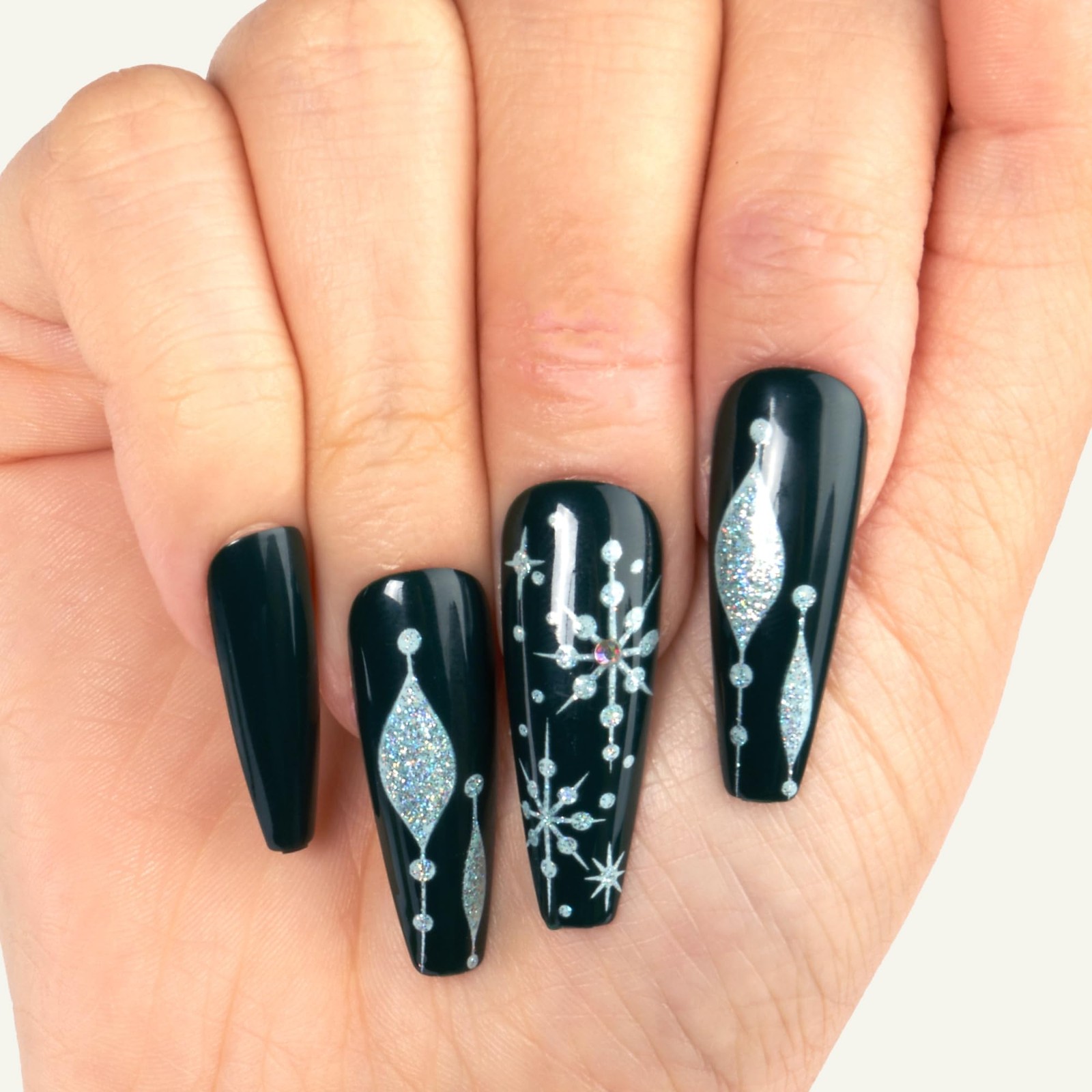 24 Pcs Holiday Press On Nails – Christmas French Tip Square Coffin Oval Fake …