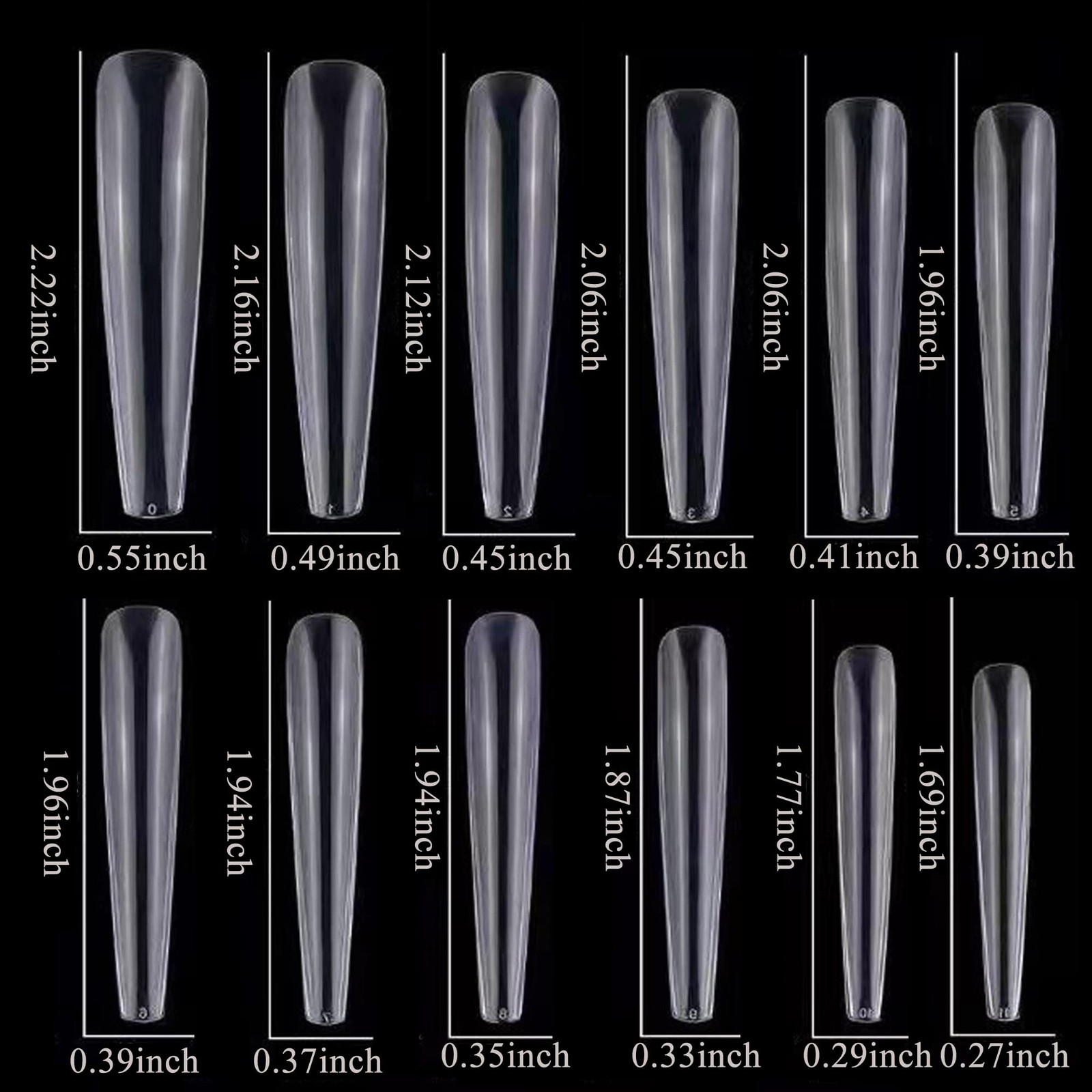 600pcs 3XL Clear Nail Tips Coffin Full Cover Ballerina Shape Extra Long Acryl…