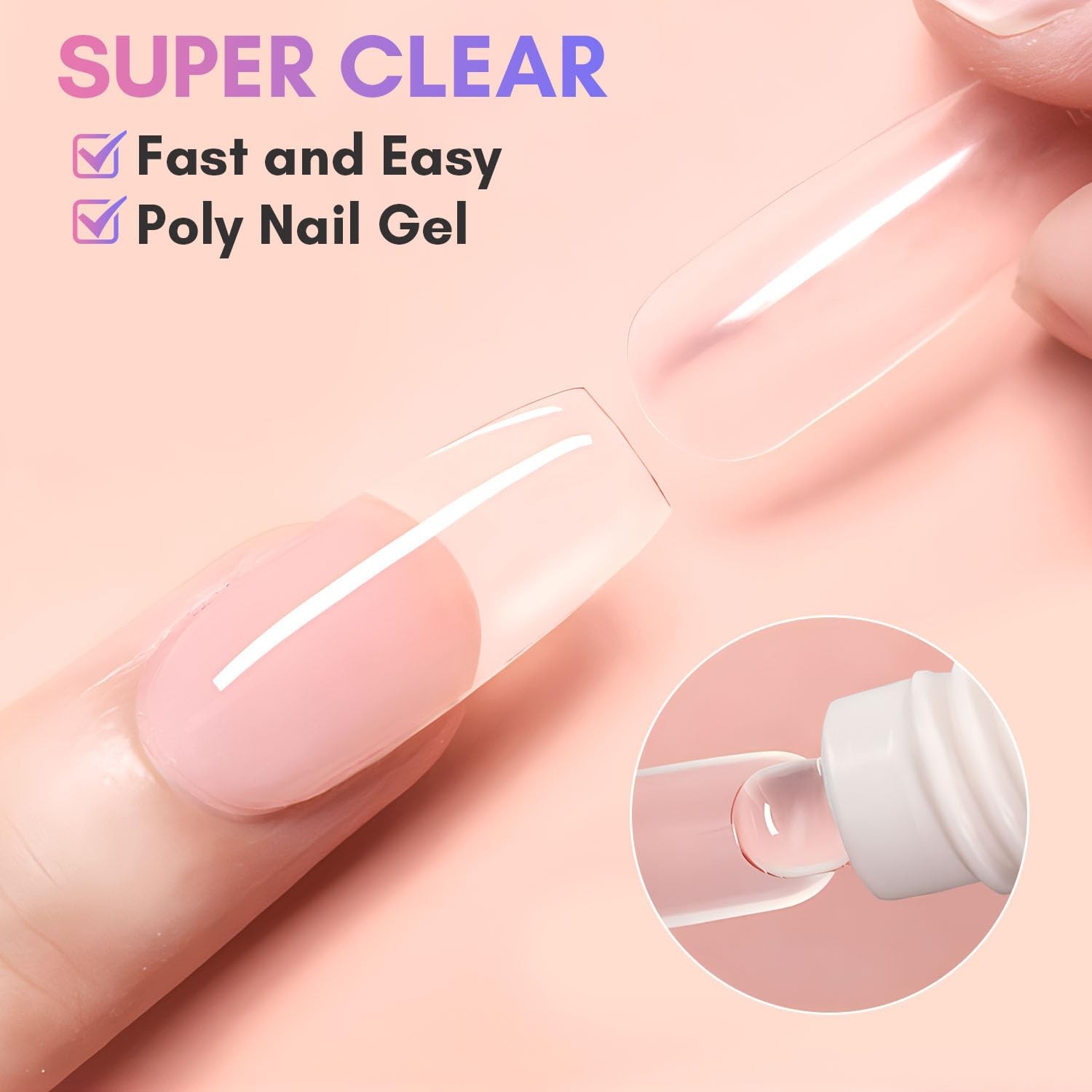 Makartt Poly Nail Gel: Clear 50ML Gel Builder for Natural-Looking