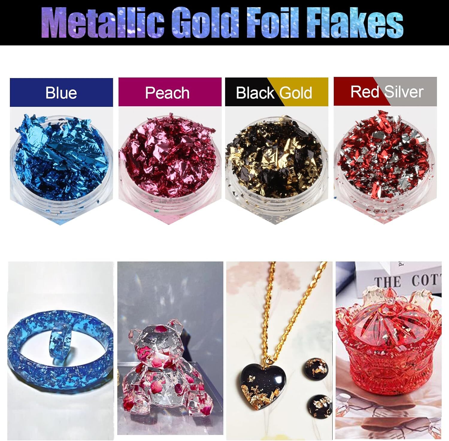 Gold Flakes for Resin 30 Colors Metallic Foil Flakes Colored Gilding Flakes Cr