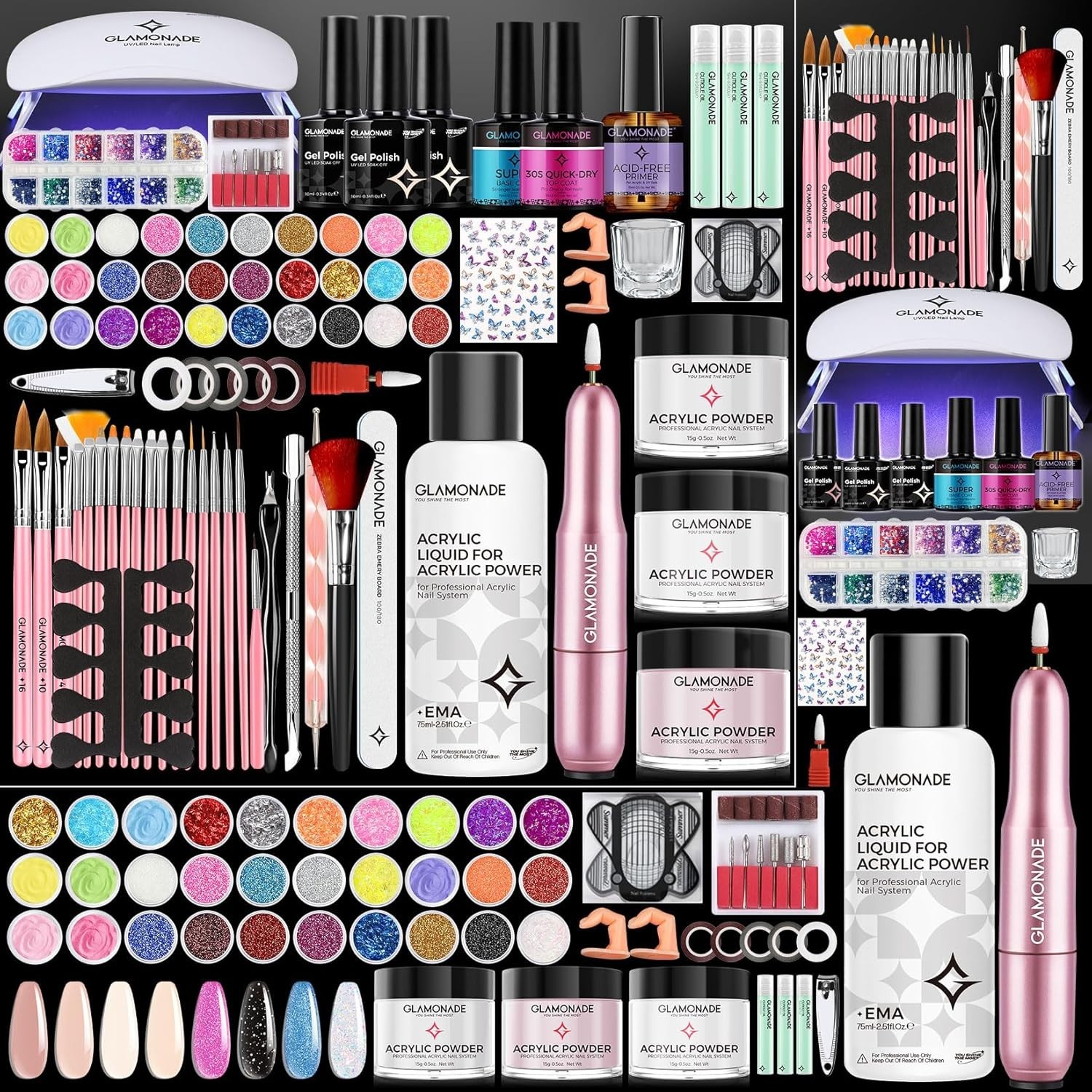 Paquete De Uñas Acrilicas Kit De Esmalte Profesional Para Pinceles Set Rutilar