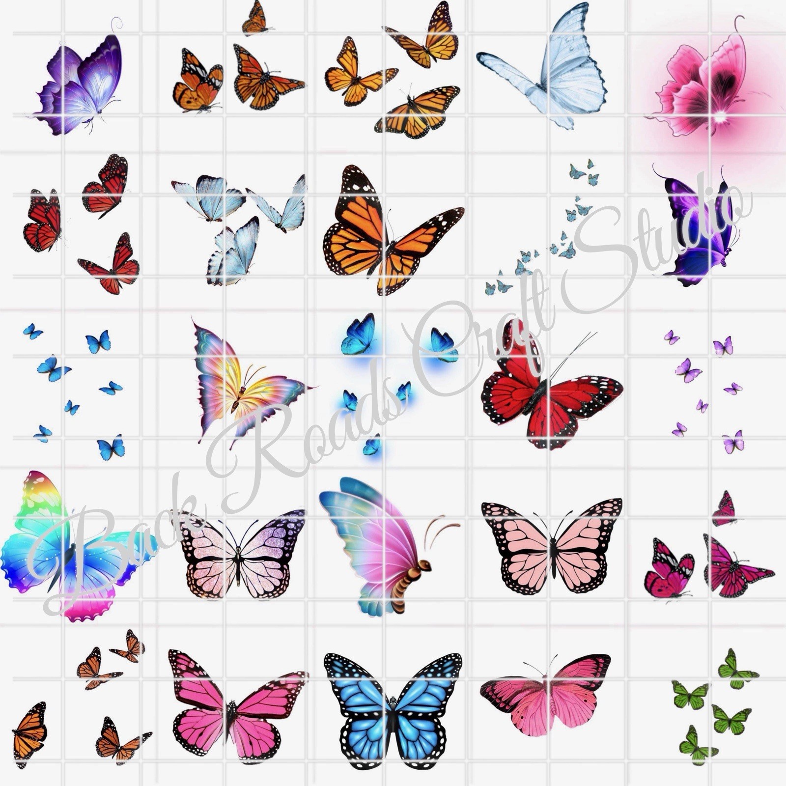 Butterflies Waterslide Decals Finger Nail, Instructions Bonus (set of 50) SS