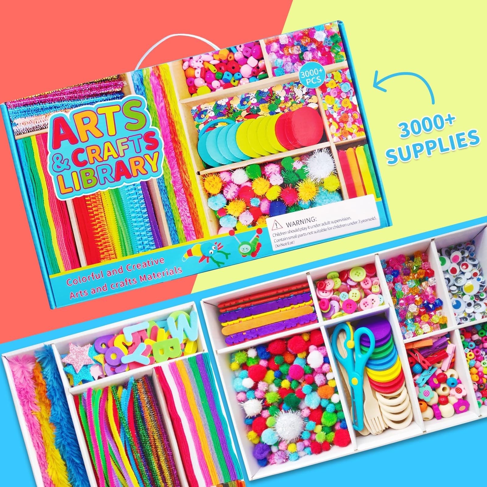 Itopstar Crafts for Kids -3000pcs+ Art Supplies Kids Art Supplies Great for S…