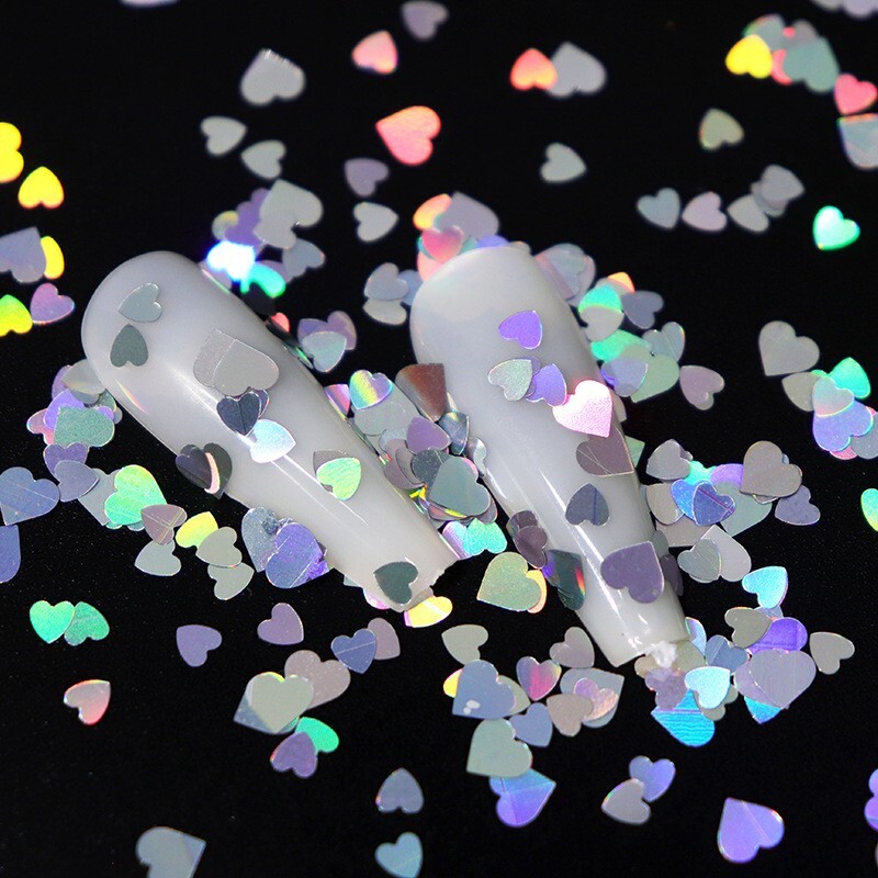 12 Grids Sparkly Love Nail Art Glitter Sequins Flakes Nails Stickers Decortion