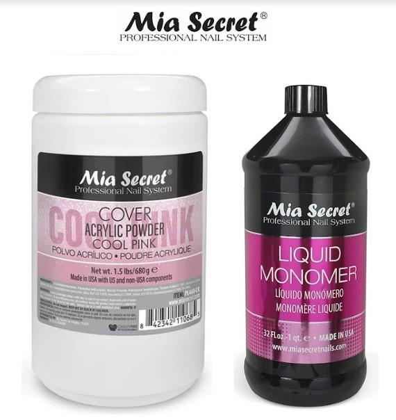 Mia Secret Liquid Monomer 32 oz & Cover Cool Pink 1.5 lb