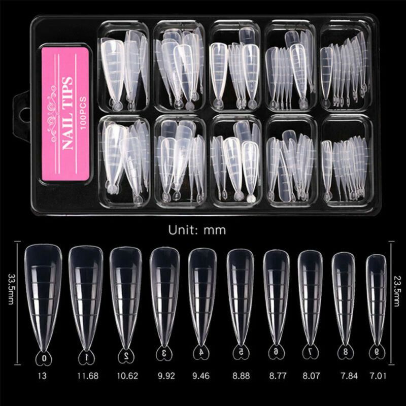Fake Nails Clear Full Cover System Gel 100Pcs Nails Tips Mold Dual Forms