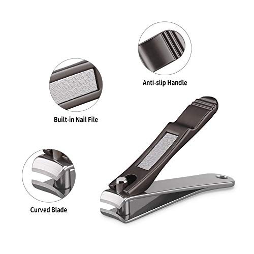 Nail Clippers Set with Build-in Nail File, Durable Sharp Zinc Alloy Fingernail