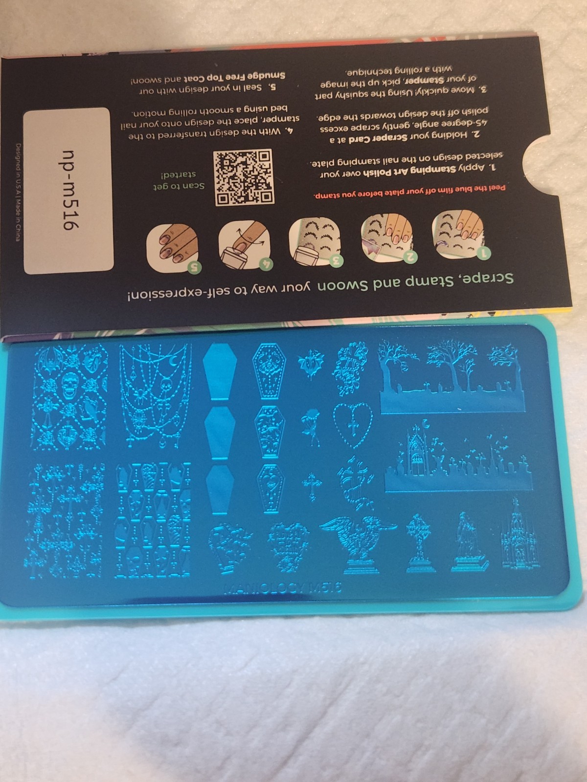 Maniology M516 Mourning Mist Nail Stamping Plate – New with Sleeve Halloween