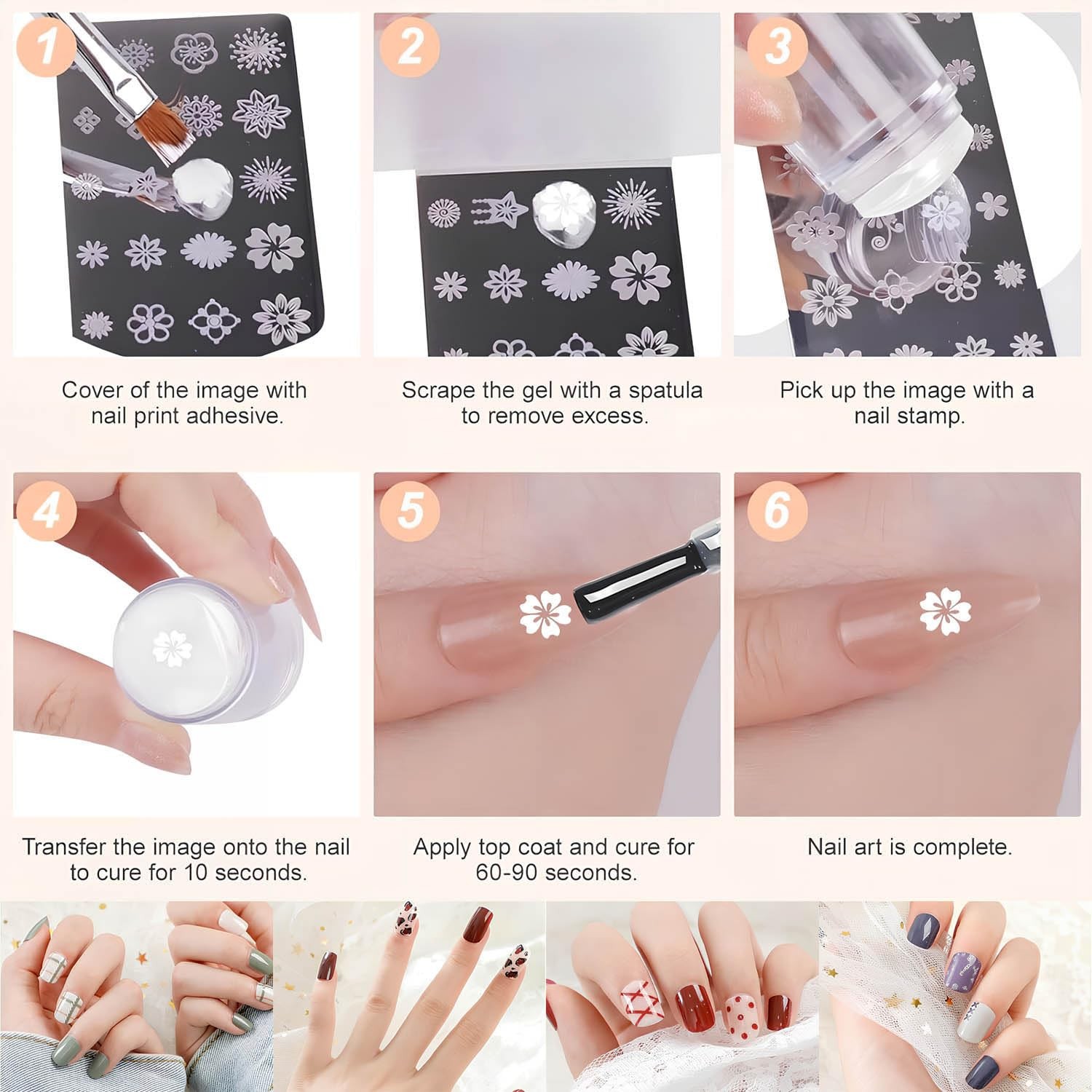 17 PCS French Tip Nail Stamp,French Tip Tool Kit with with Nail Art Brushes for
