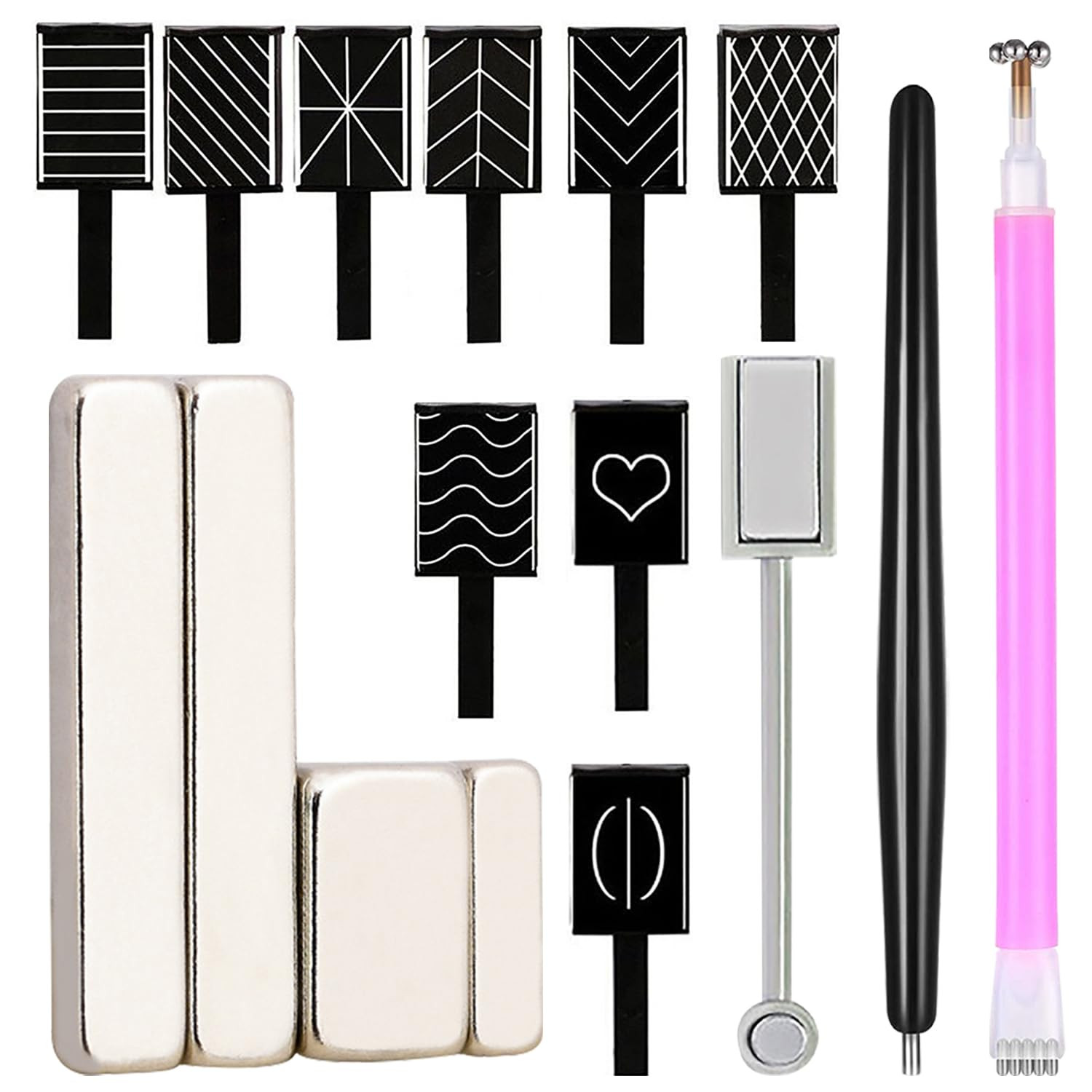 16 Pieces Cat Eye Nail Magnet Tool Set for Nails, Cat Eye Nail Polish Magnet Wan