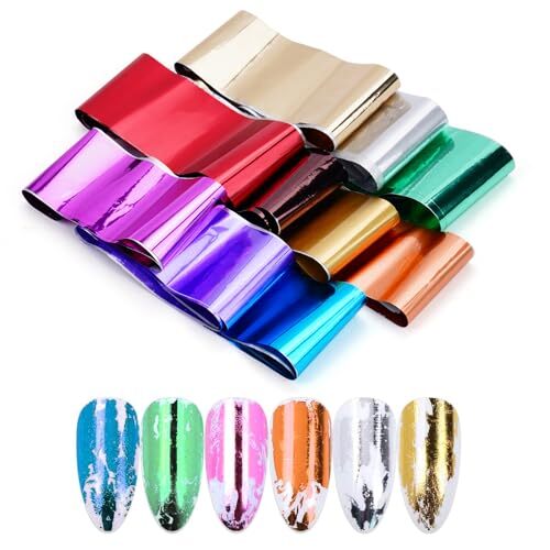 10 Sheets Holographic Nail Art Foil Transfer Stickers – Metallic Shinny Foil