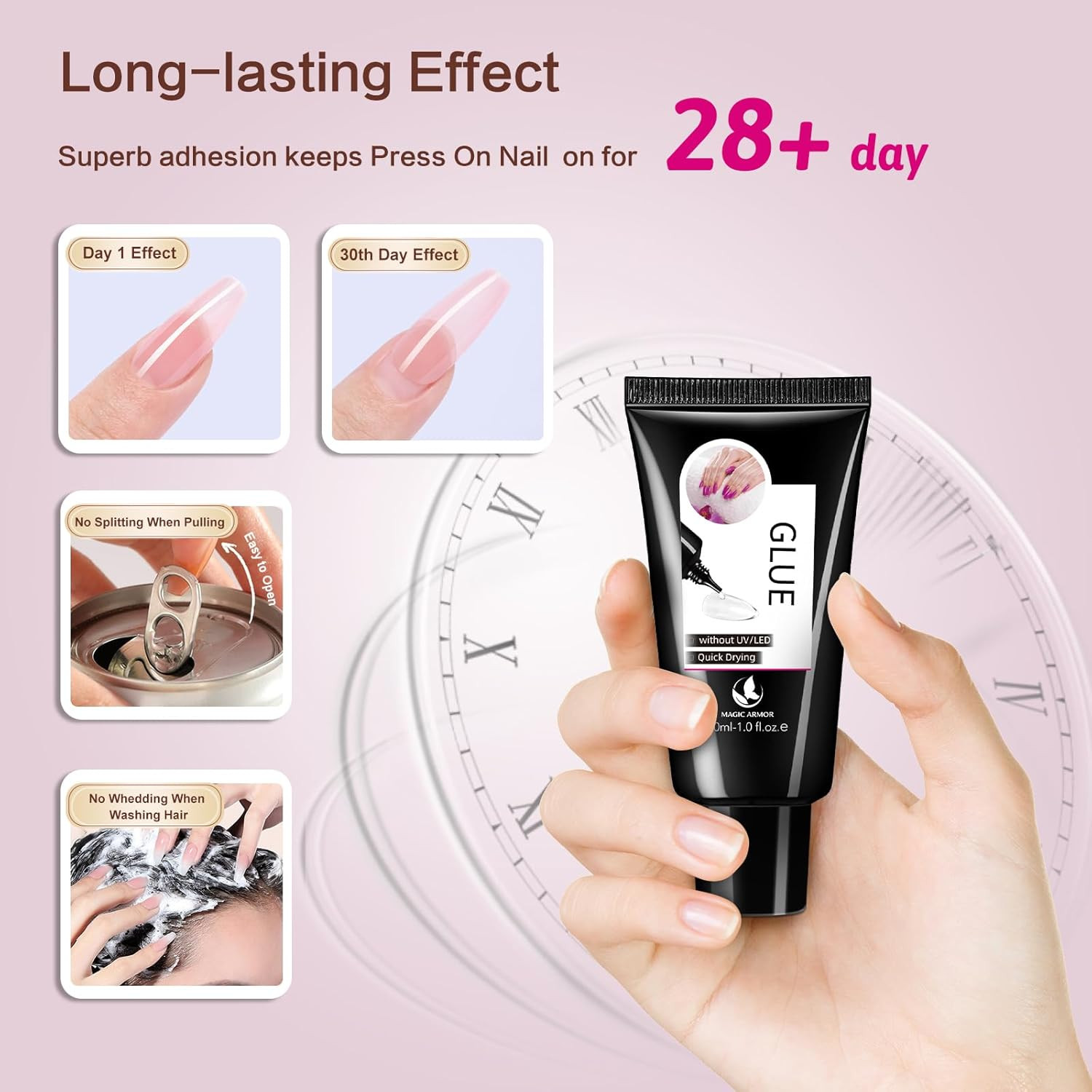 MAGIC ARMOR 30G Semi Solid Nail Glue for Press on Nail, No UV Lamp Need Gel Nail