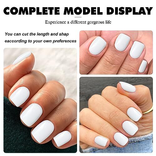 Short Press on Nails 240pc Glossy Press on Nails Short Square Round Fake White