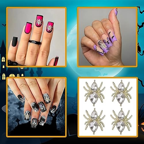 20 Pcs Halloween Nail Charms 3D Alloy Spider Nail Art Charms Metal Nail