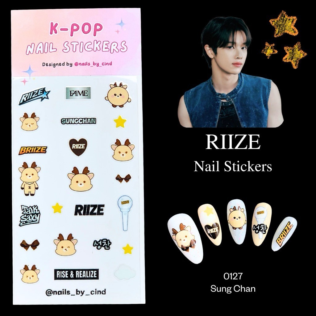 RIIZE KPOP NAIL STICKER FAN MADE KOREA STYLE SUNGCHAN WONBIN SHOTARO SOO HEE Z10