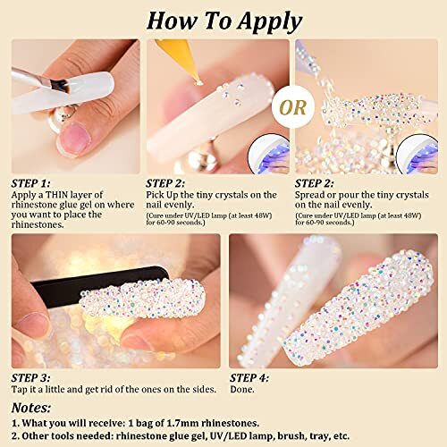 Tiny Nail Rhinestones 5000PCs Mini Pixie AB Glass Crystals for Nail Art 1.7mm