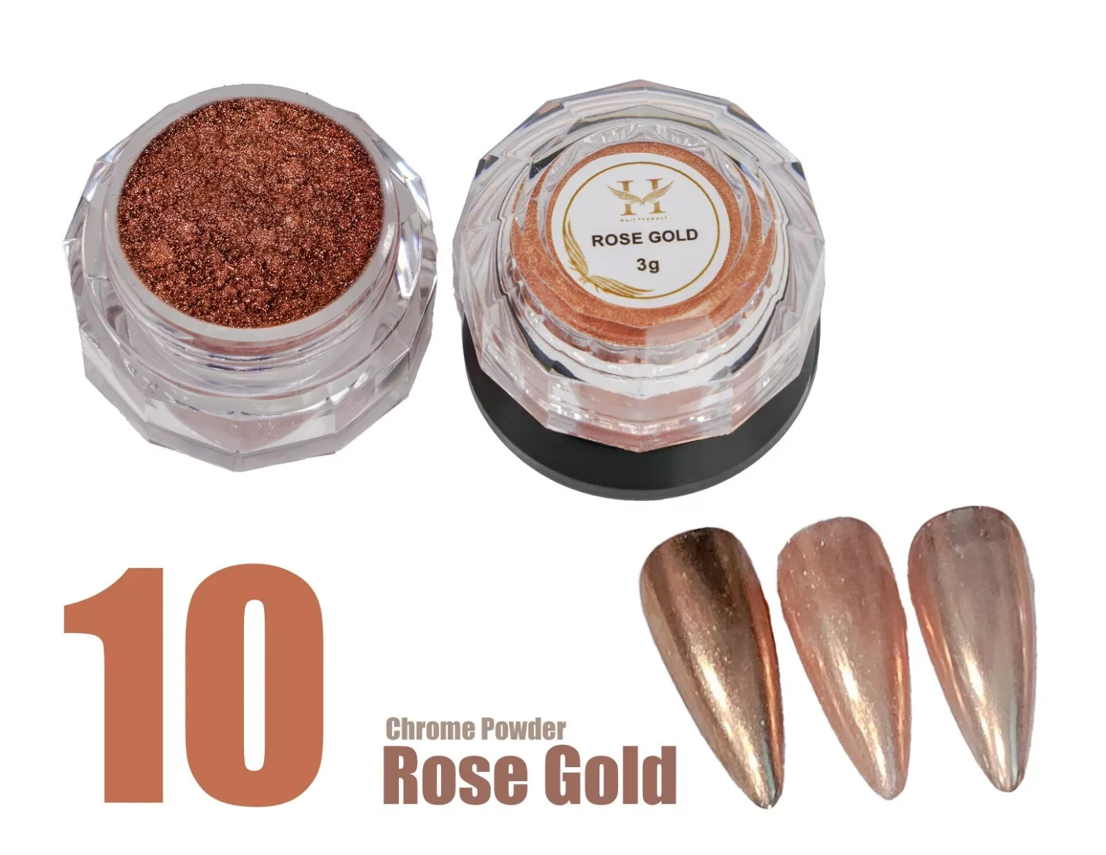 Hang Nail Product New Chrome Effects Powder Rose Gold Jar #10