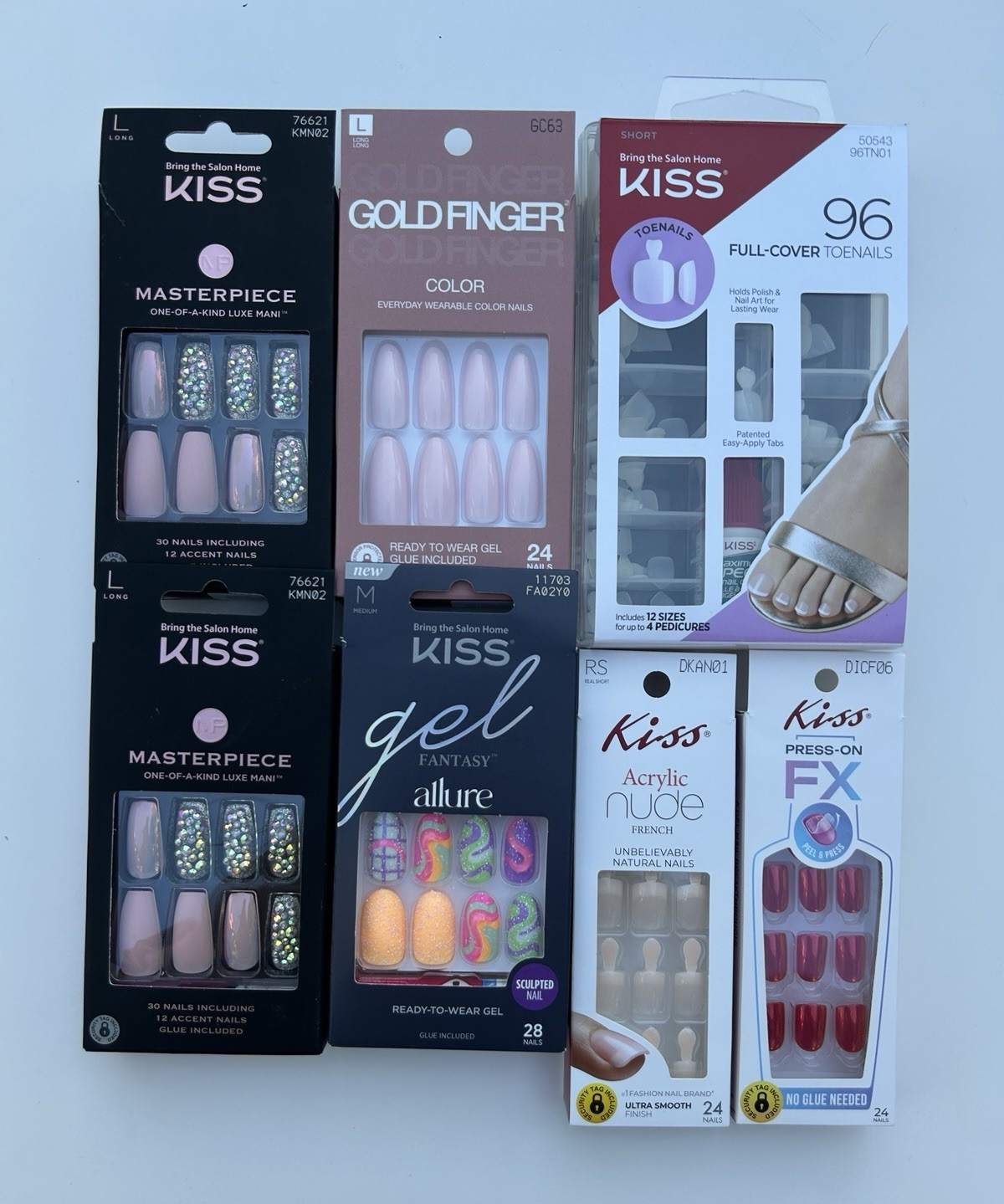KISS & Gold Finger Press-On Nails Lot of 7 Finger/Toe NEW