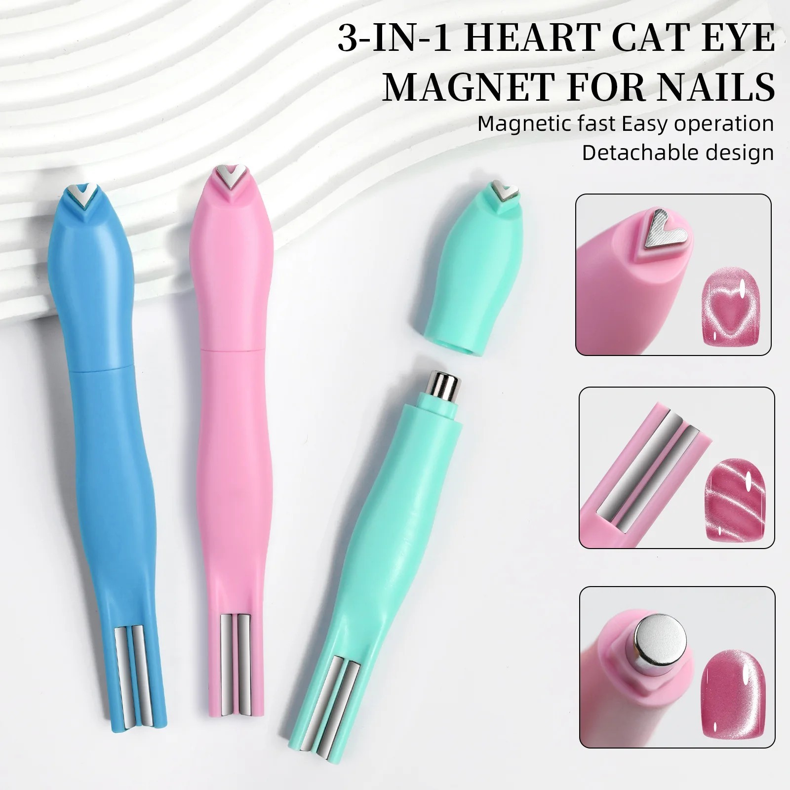 3in1 Cat Eye Nail Magnet Pen Heart Moon Snake Magnetic Gel Polish Tool
