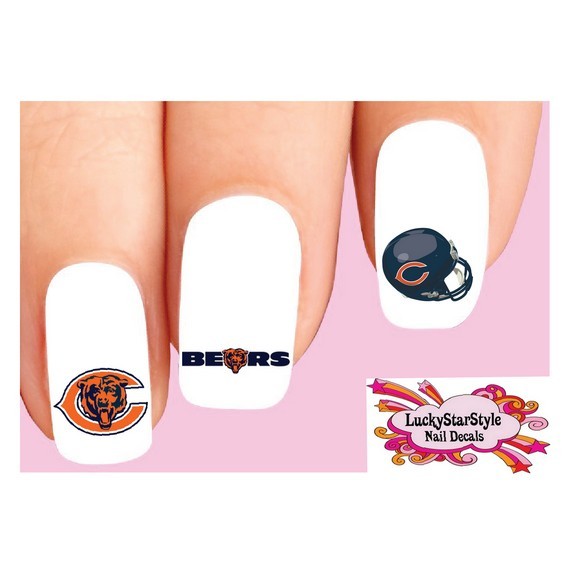 Waterslide Nail Decals Set of 20 – Chicago Bears Football Assorted