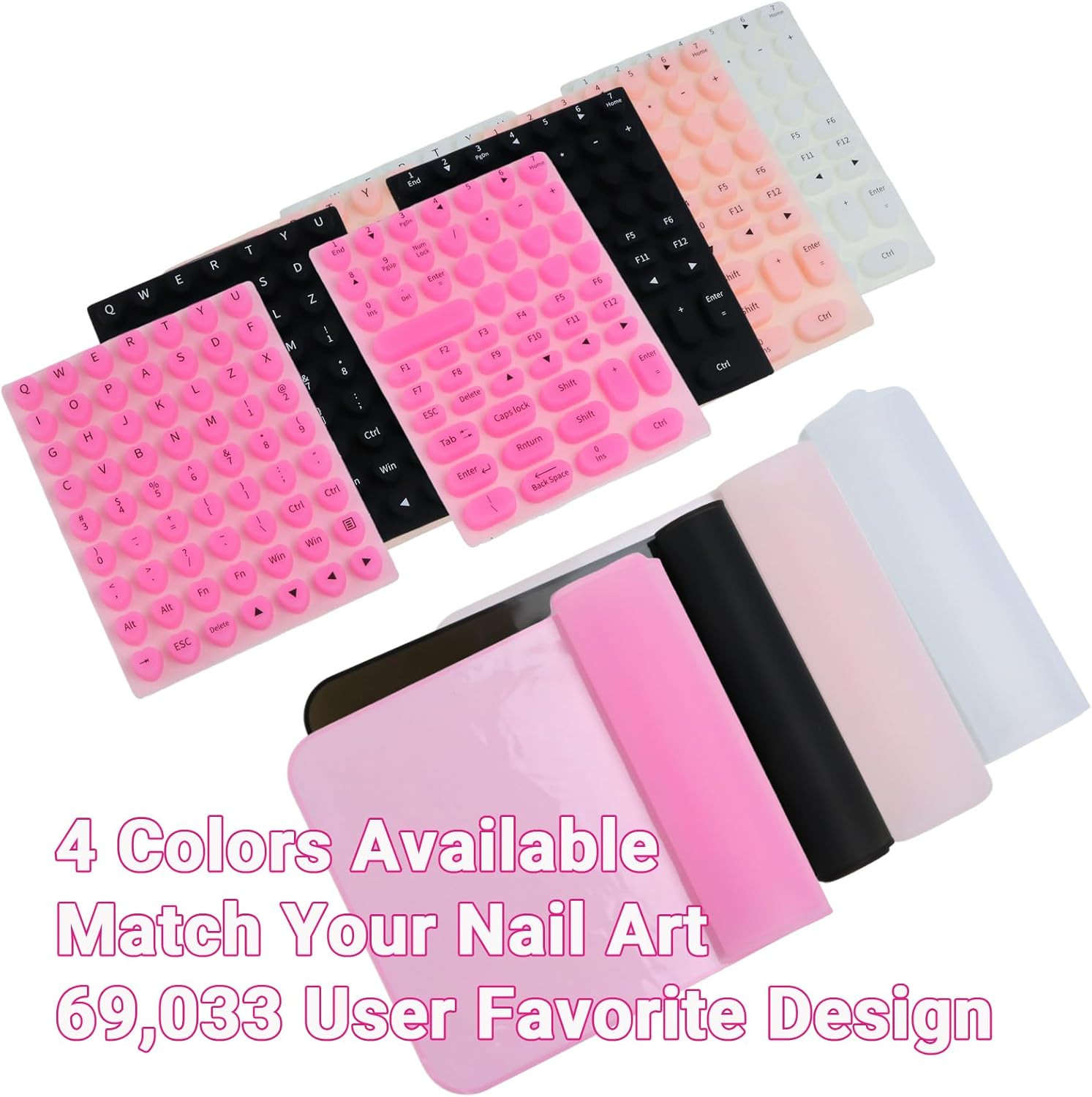 Long Nail Keyboard Stickers & Cover for Long Nails – 119 Keys Set, Fits 15-17 In