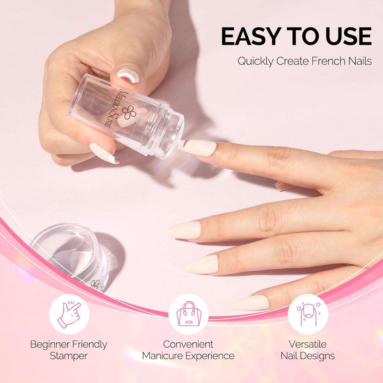 French Nail Stamper Kit, Silicone Stampers with Scrapers, 4PCS DIY Home Nail Des