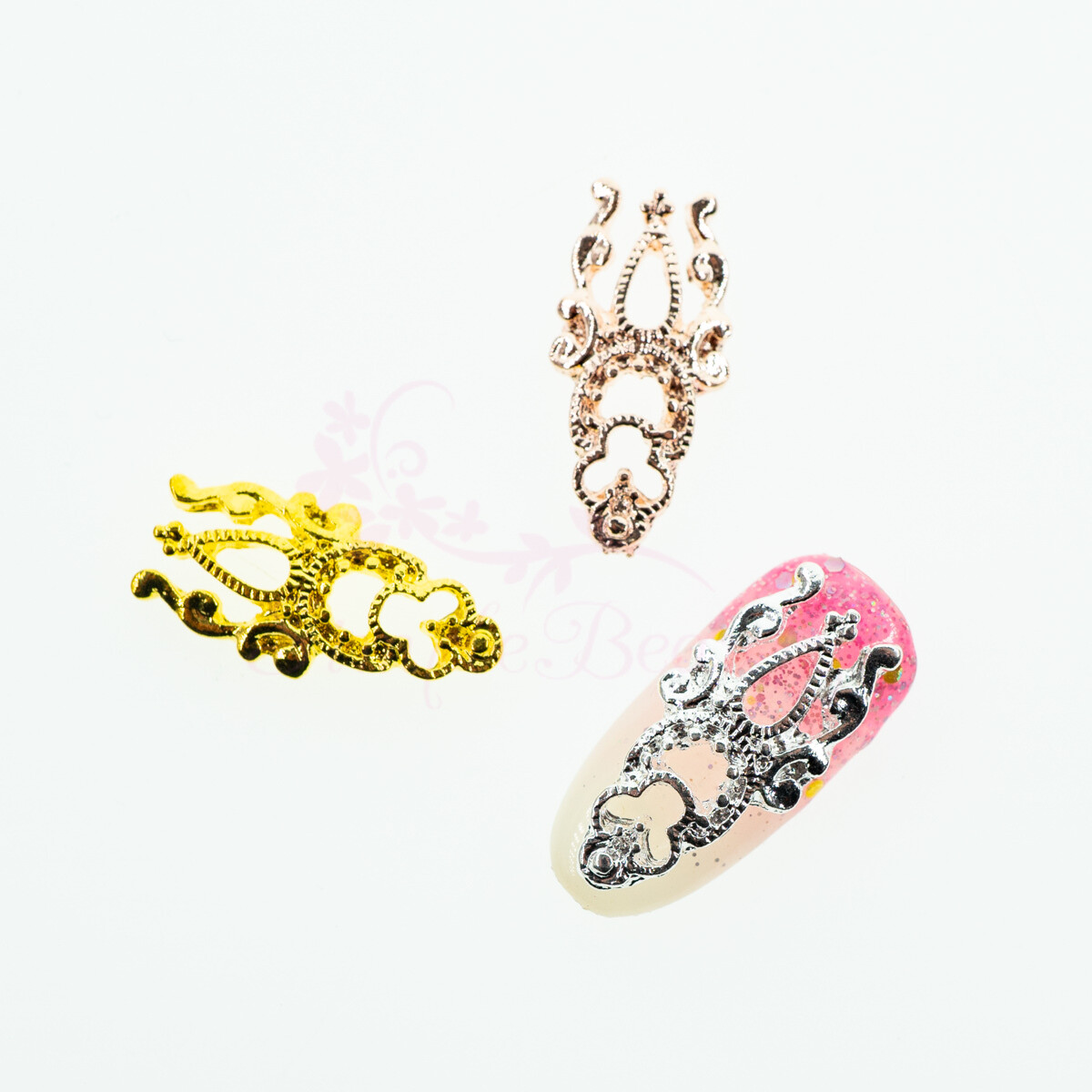 100 Retro Hollow Lace Metal Alloy Charms 3D Nail Art Manicure DIY Decorations