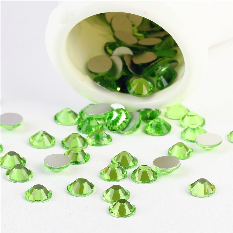 Light Green (1mm-6mm) FlatBack Crystal Nail Art Rhinestones Gems Tips Decoration