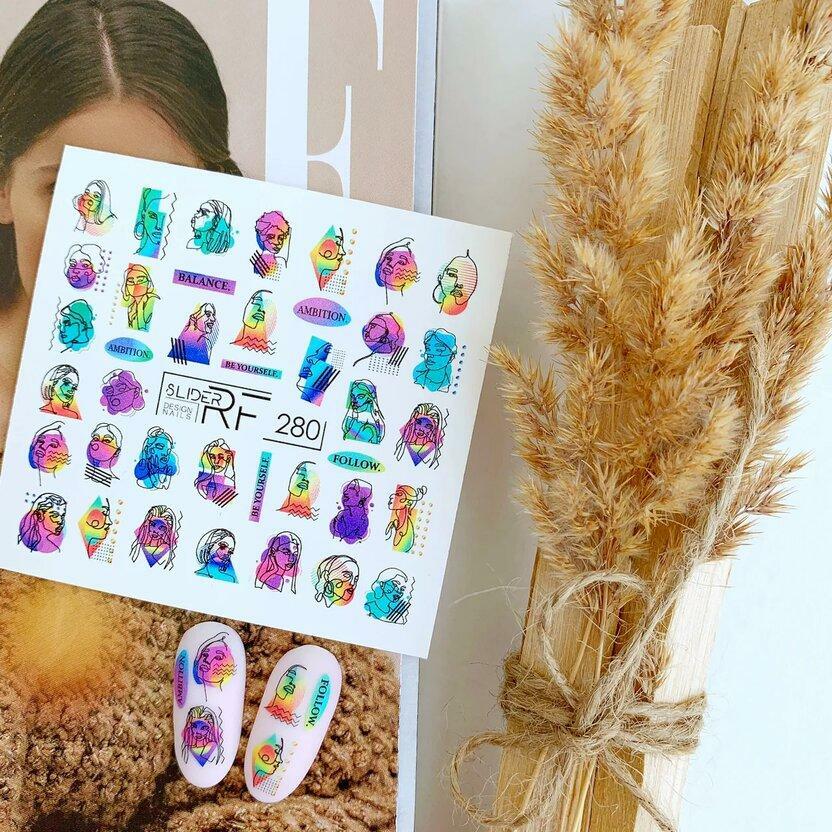 Slider.RF Abstract colorful people nail decals / sliders