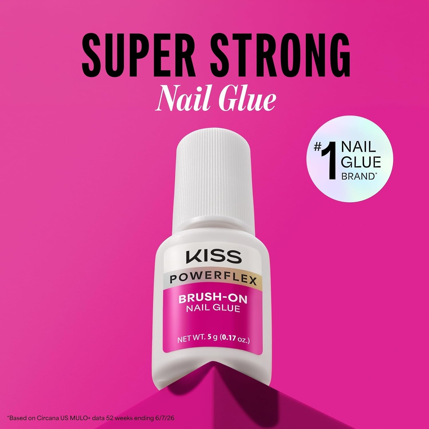KISS PowerFlex Brush-On Nail Glue for Press On Nails, Ultra Hold Flex Formula 5g