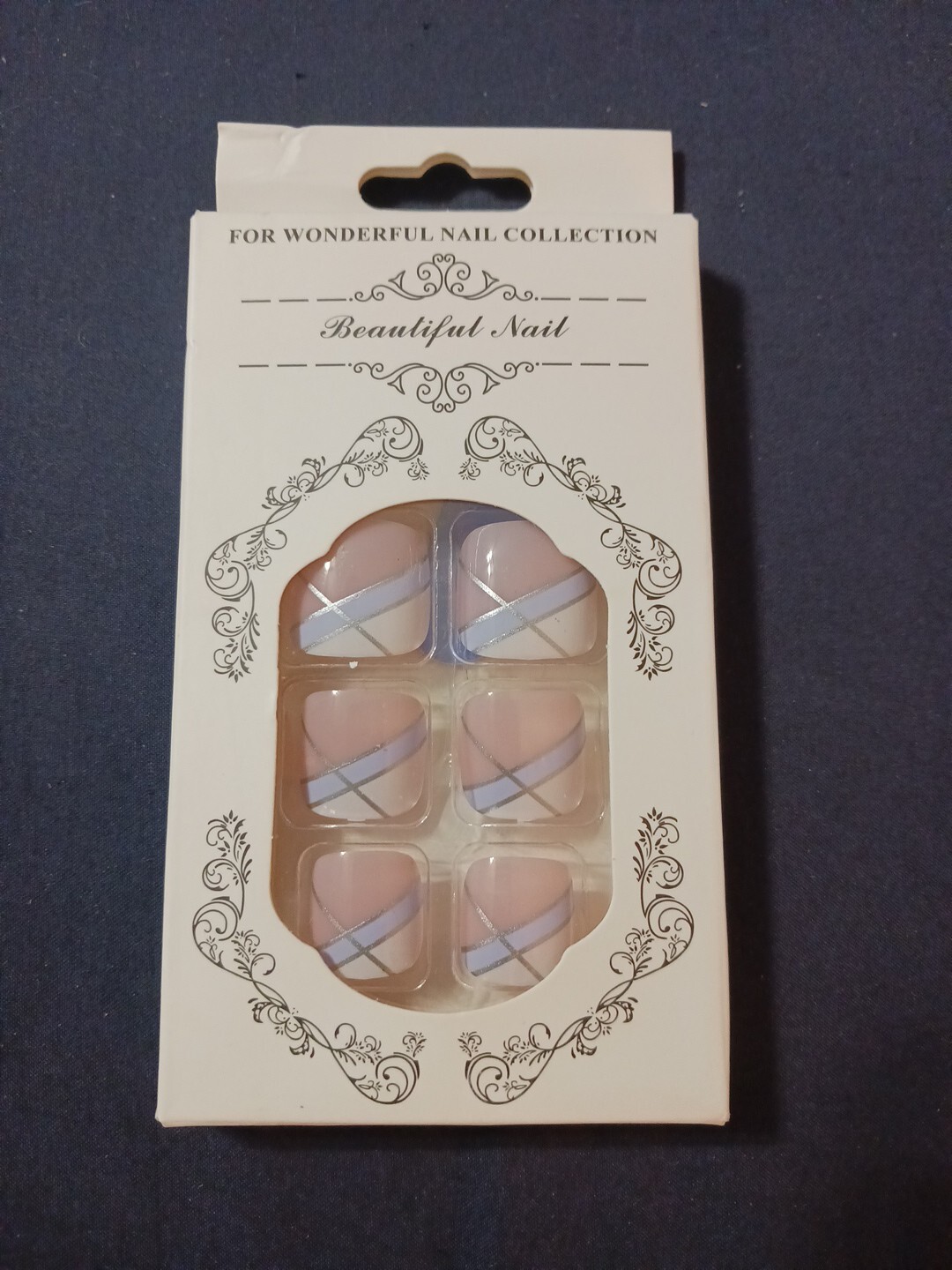New Press On Toe Nails 24pc Set Geometric Style Skin Tones On Box