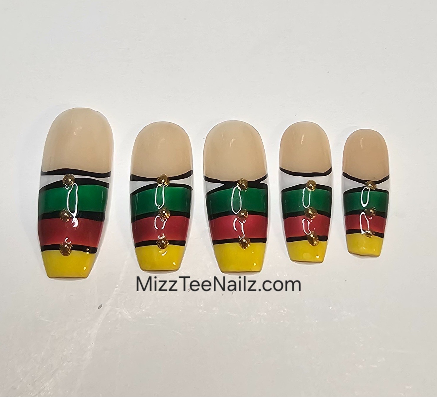 Press-On Nail Set #103: Black Pride 2