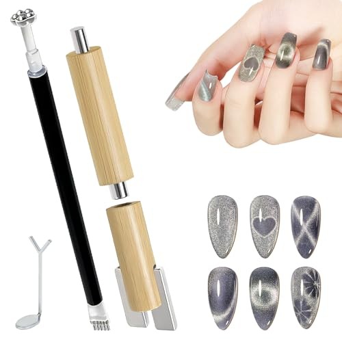 4 in 1 Cat Eye Nail Magnet Stick with Heart Shaped Tool, Multifunctional 4-in-1