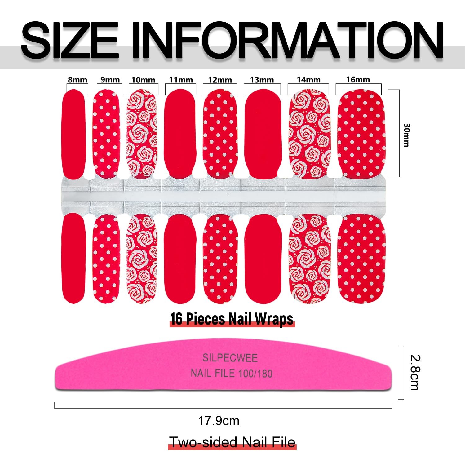 5 Sheets Red Nail Wraps for Women Valentine’s Day Nail Polish Strips Gel Nail…