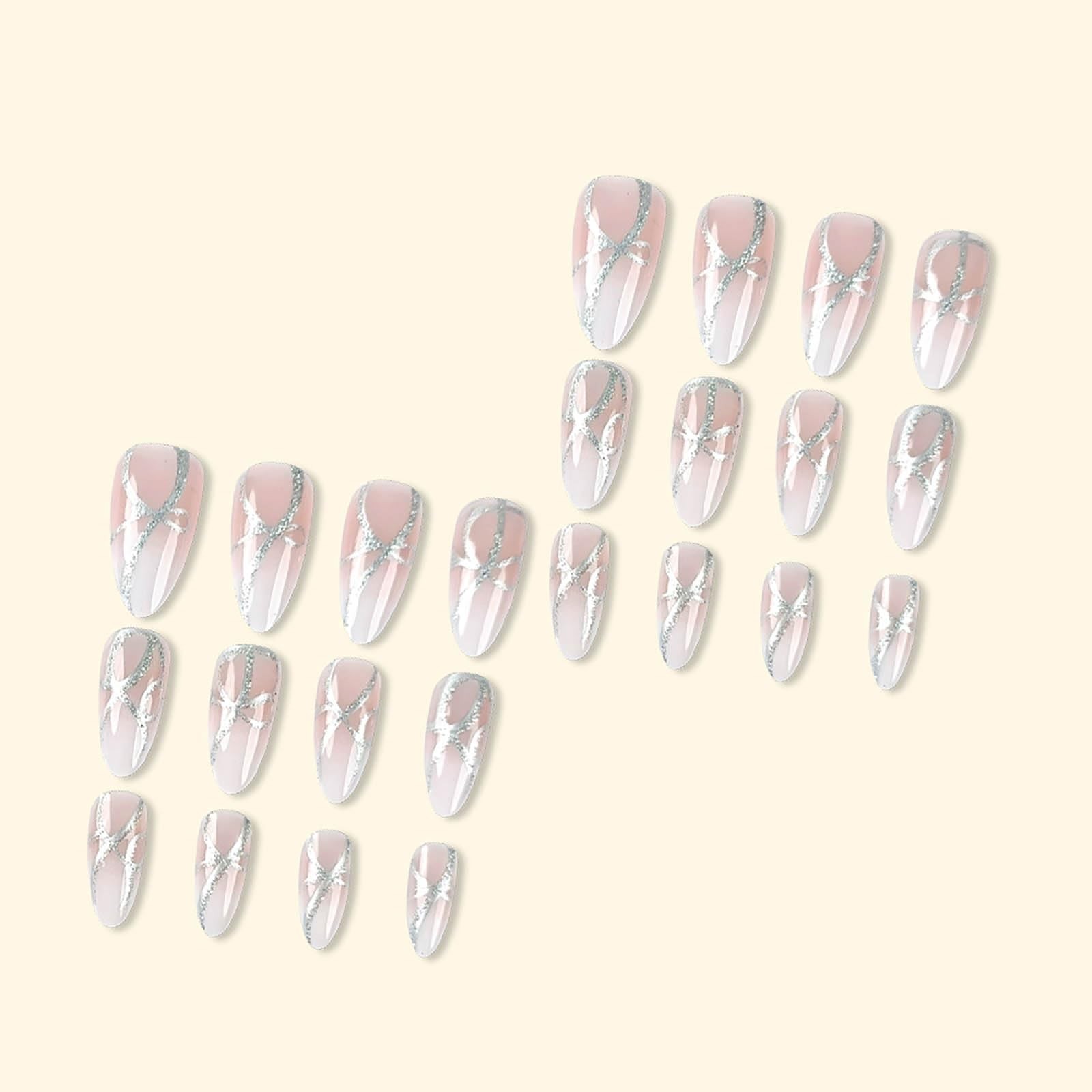 Press on Nails Short,Almond Fake Nails,White Gradient Full Cover Glue on Nail…