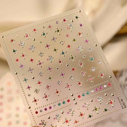 Gold Star Nail Stickers 5D Embossed Gold Nail Decals Style A48 Contemporary