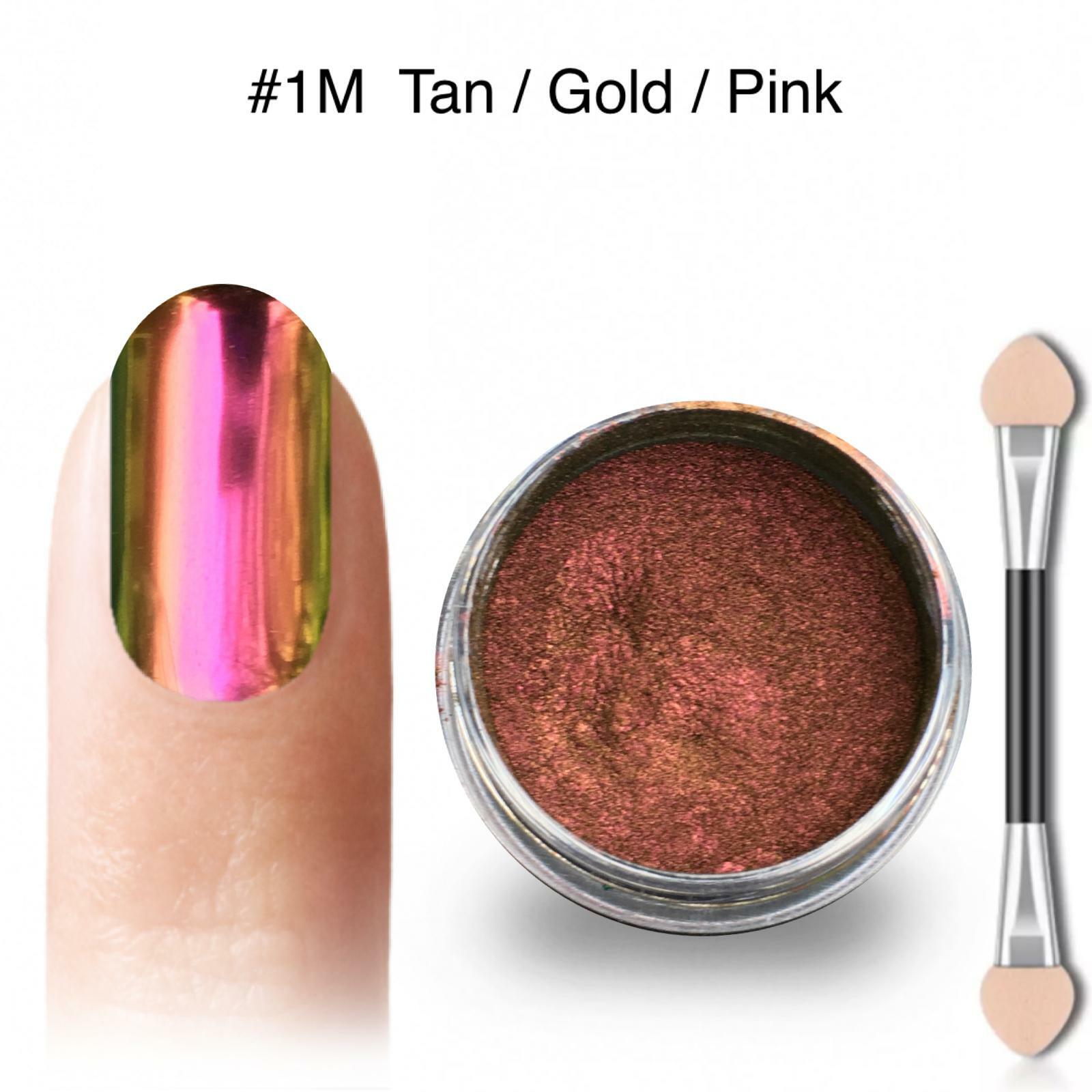 Nail Chameleon Chrome Powder Ultra Colour Shifting Mirror Effect Nails Pink Gold