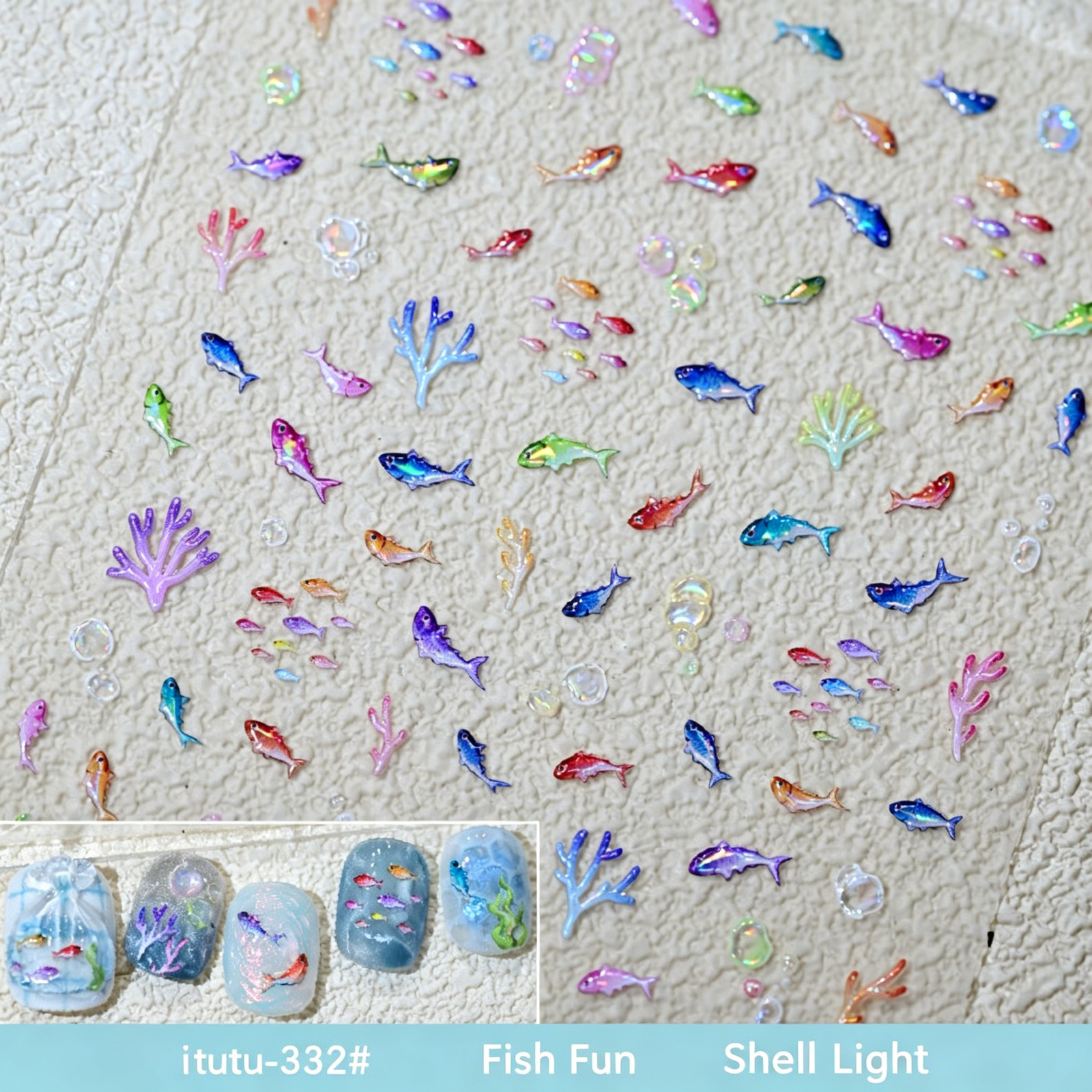 Xiaohongshu Viral Cute Mini Goldfish Nail Stickers 2026 New Cartoon Lovely Manic